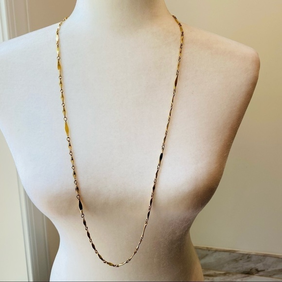 Vintage Diamond Shaped Simple Gold Tone Chain 34” Can be Worn Doubled or layered - Picture 5 of 10